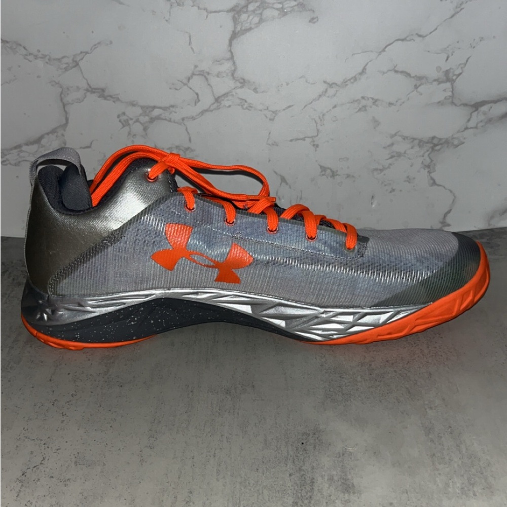 MENS Under Armour Silver and Orange Athletic Sneakers